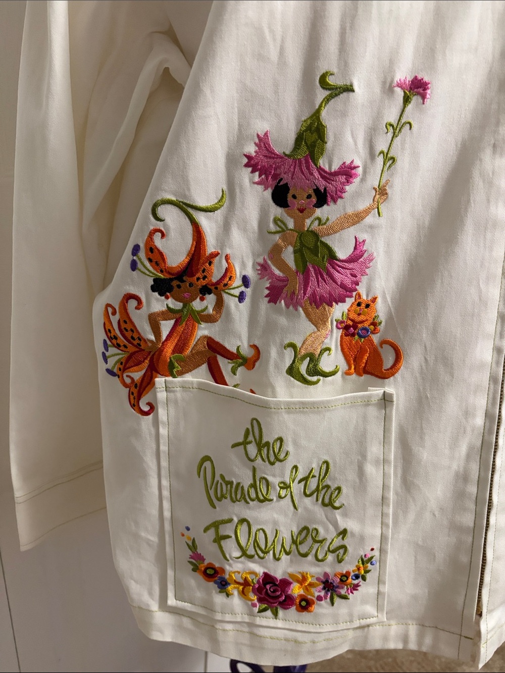 Bob Mackie Wearable “Parade of the Flowers” White Full-Zip Embroidered Jacket - Picture 4 of 16